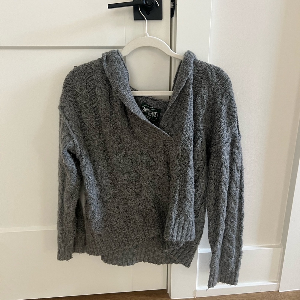 American Eagle Outfitters Gray Cowl Neck Sweater